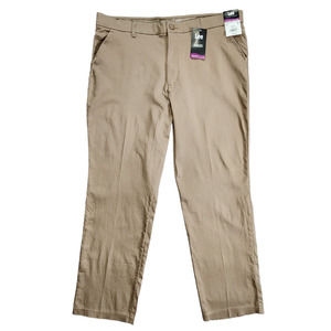Lee Womens Khaki Pants Slacks Size 20 Tan Regular Fit Straight Leg Mid Rise NWT